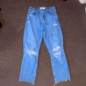 Abercrombie & Fitch Distressed Straight Leg High Rise Jean
